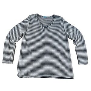 J. McLaughlin XL Callum Striped V-Neck Sweater Navy/White Textured Nautical Knit